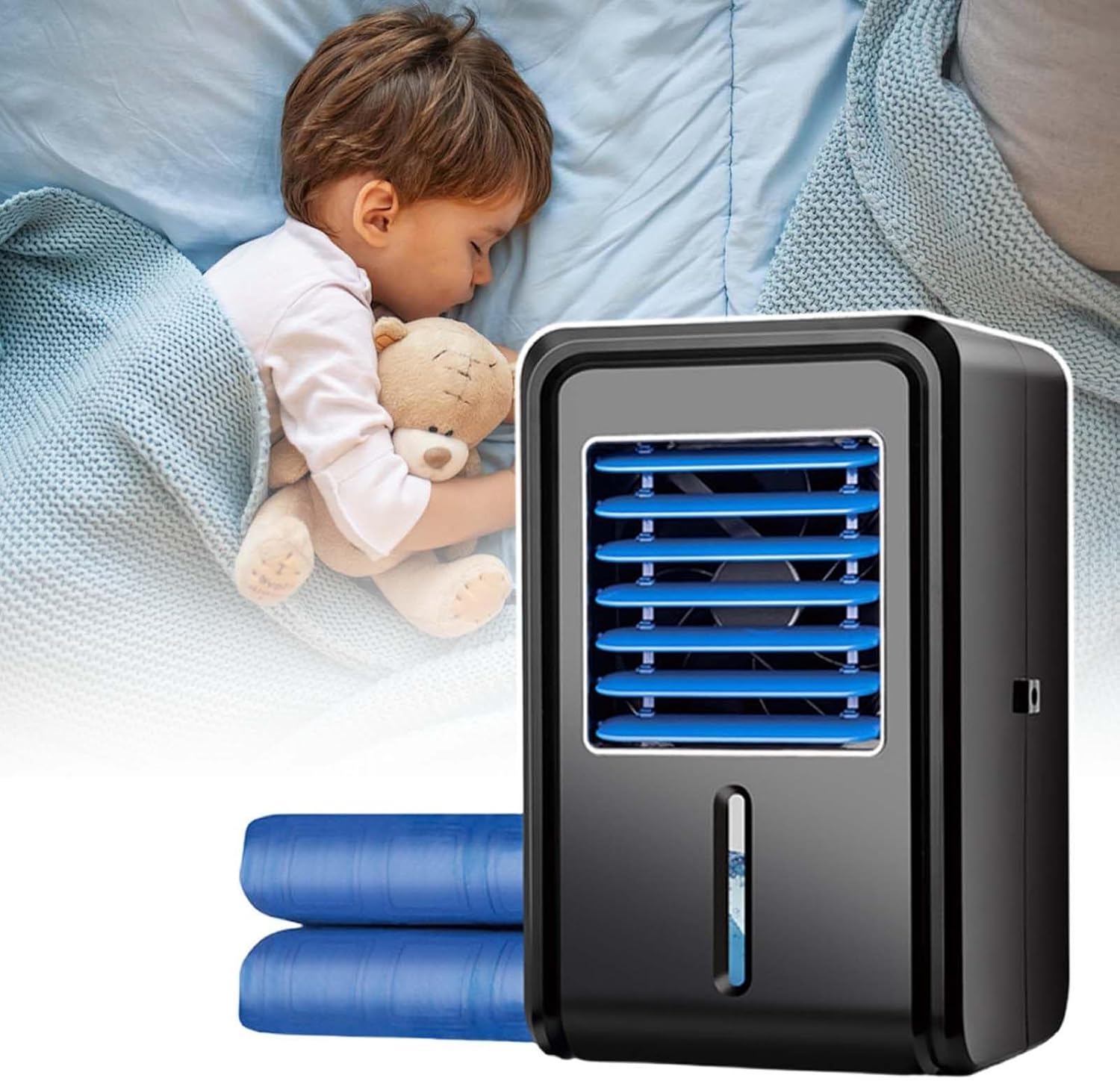 Electric Water Cool Mat Topper Bed Circulation Chilled Cooler Pad Chilled Mattress,4 Speed Air Cooler Fan(160x70CM)