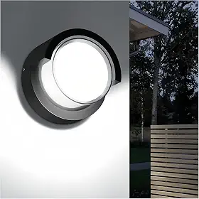 Arandela de Parede Externa LED 6000K Branco Frio - Luminária de Parede 18W, IP65 à Prova d'Água, Alumínio, Iluminação de Alta Intensidade para Garagens, Portões e Áreas Corporativas (preto-1)