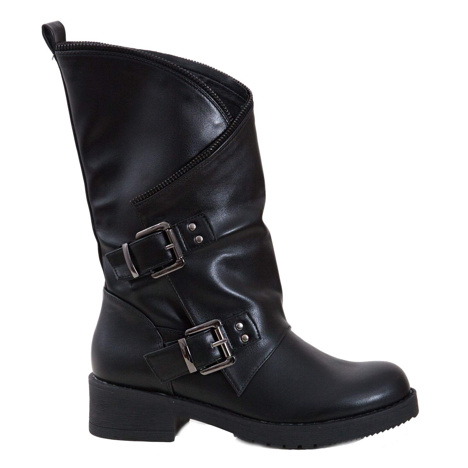 Toocool - Stivali Donna Bassi Biker Boots Motociclista Stivaletti Fibbie Anfibi SA9907