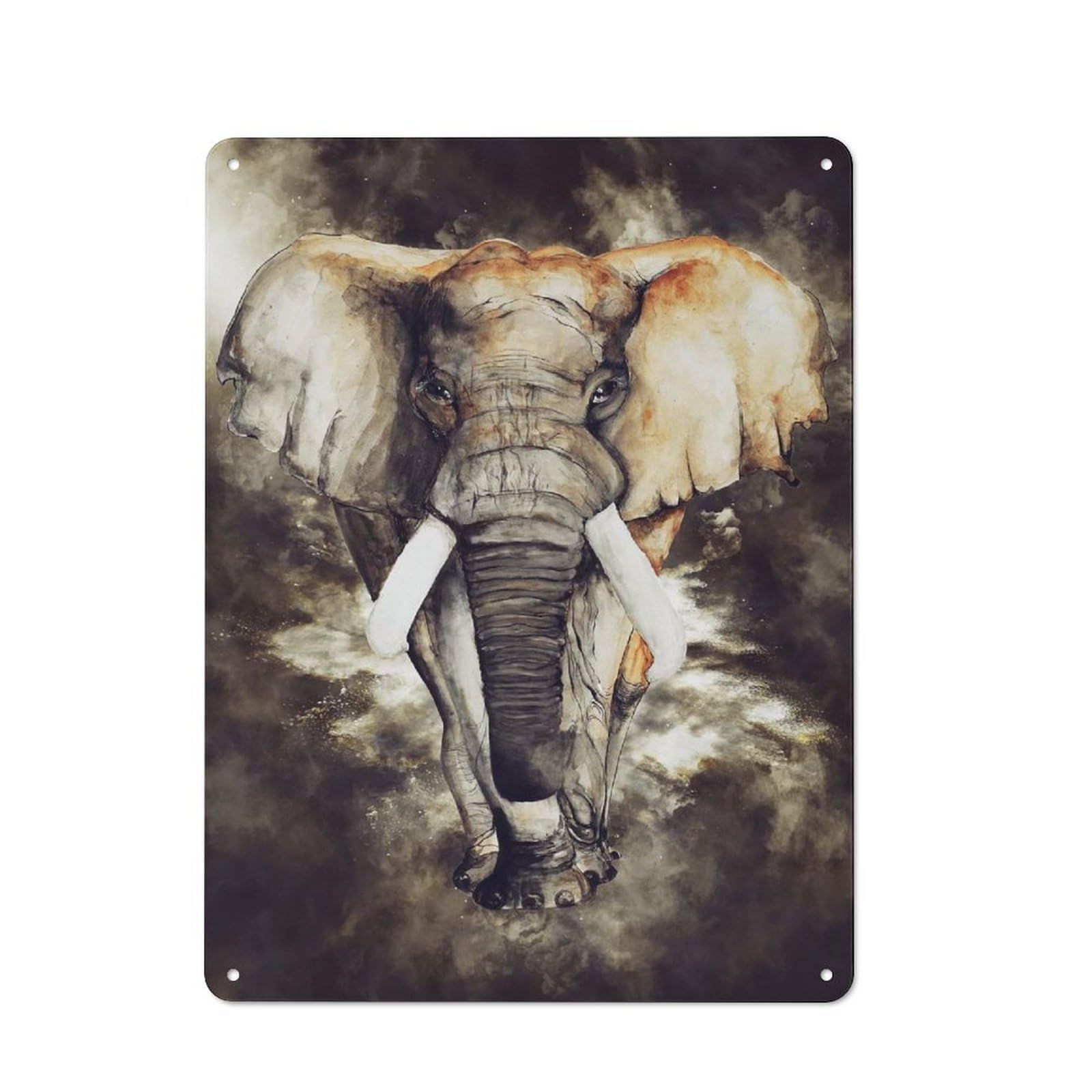 Junmoney Style-16 Elephant 3 Vintage Tin Wall Plaque 40X30cm For Hobby Room Or Studio, A Decorative Metal Sign For Hobby Rooms And Studios