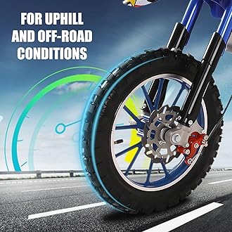 50cc 2-Stroke Kids Dirt Bike, Mini Dirt Scooter Bike Pocket, Gas Power Off Road Mini Pocket Motorcycle with Front Rear Disc Brakes, Pocket Gas Motorbike, Racing Max Speed 40km/H Blue