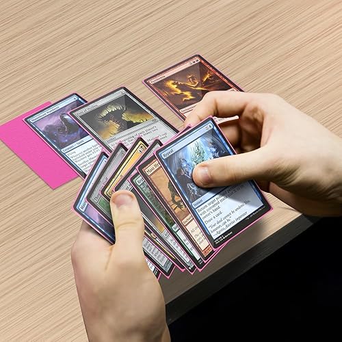 Miniatura 6 de Fundas para tarjetas rosas aptas para MTG, 300 fundas de tarjetas estándar para tarjetas de intercambio, tarjetas deportivas, tarjetas de béisbol,