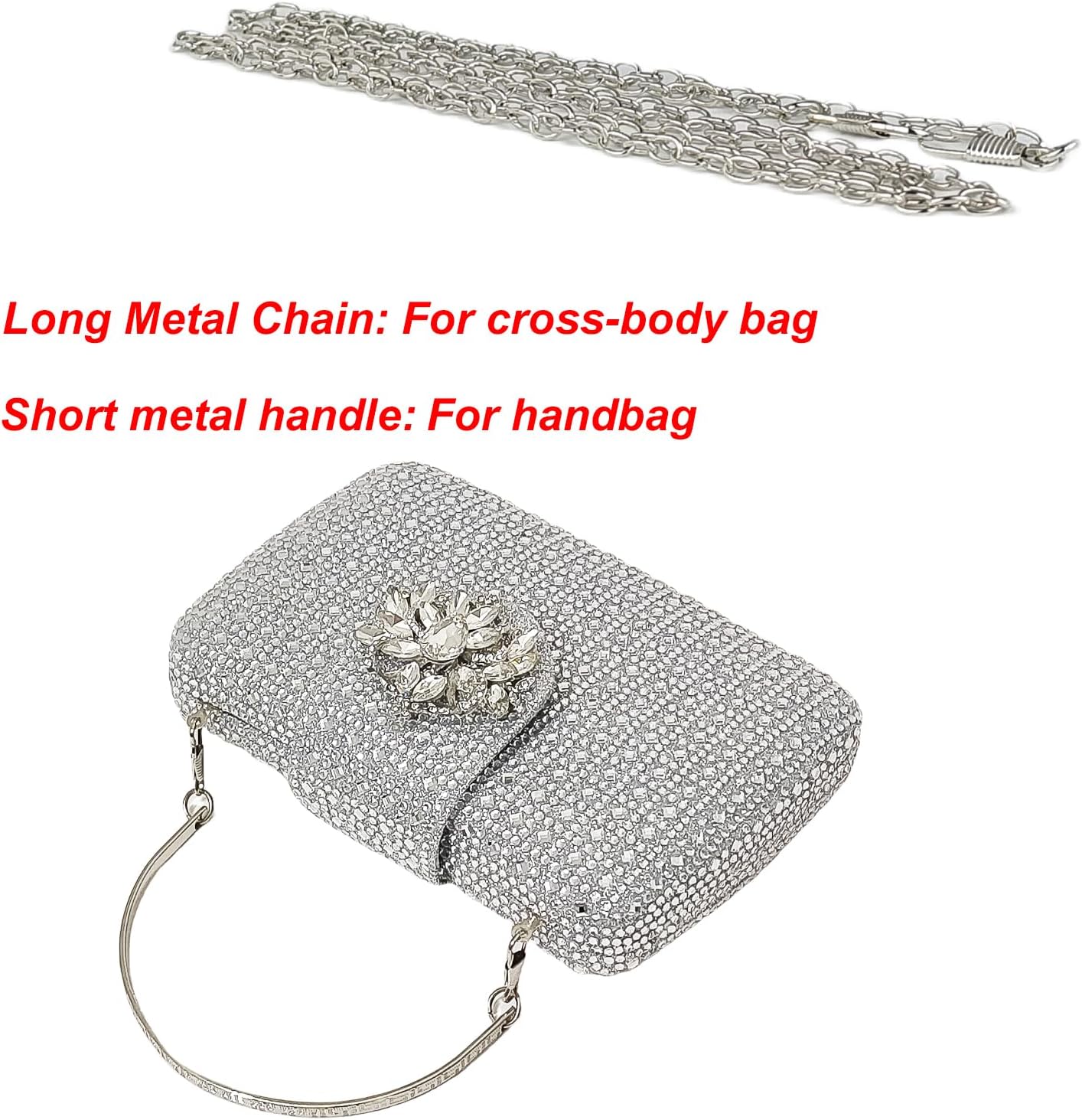 Sparkly Rhinestone Unique Evening Bag Women Floral Clutch Handbag Shoulder Bags | Sparkly
