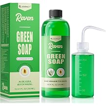 Green Soap for Tattooing 16.9oz + 8.45oz Squeeze Bottle Kit Ultra Concentrated Professional Tattoo & Piercing Aftercare Skin Prep Wash, Vegan Formula Cleaning