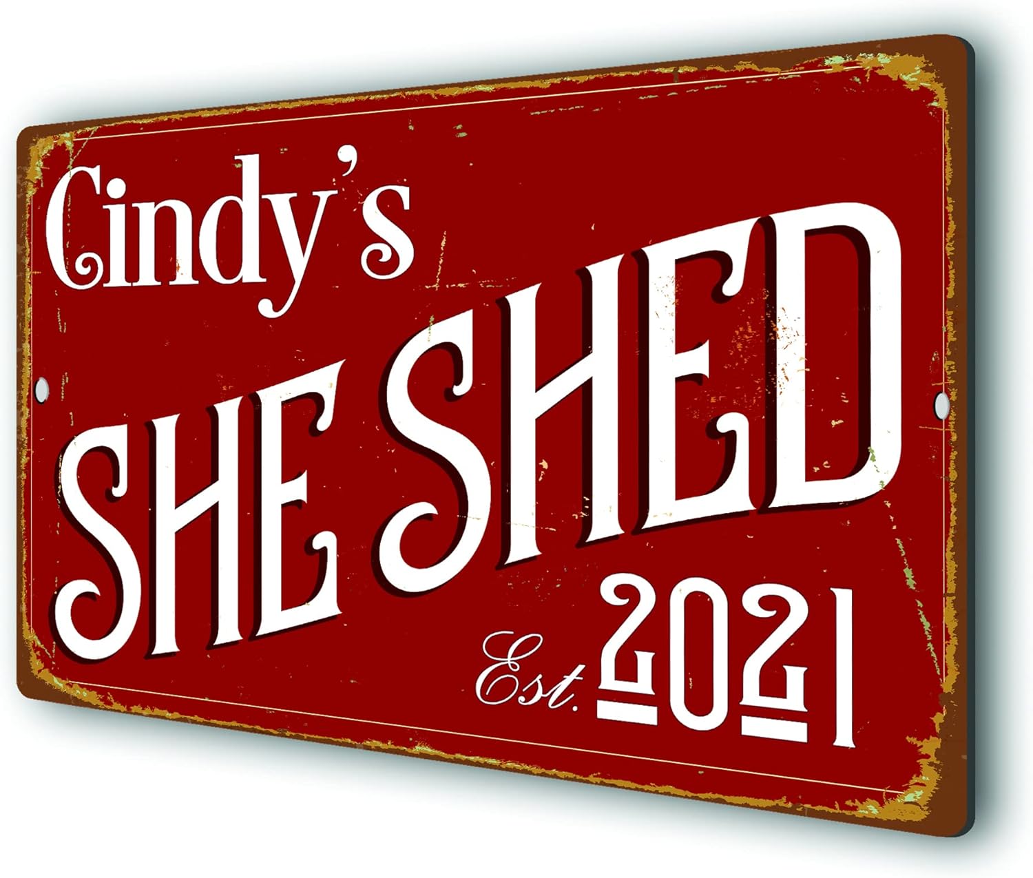 Classic Metal Signs Custom She Shed Sign, Personalized She Shed Sign (Purple, 16 x 12 inches)