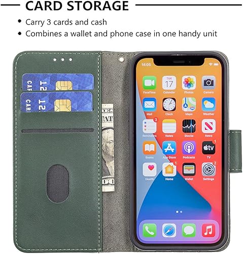 Miniatura 6 de Funda tipo cartera para Samsung Galaxy A32 5G, piel sintética de alta calidad Slim Fit Cover para Galaxy A32 5G, 3 ranuras para tarjetas, estable y