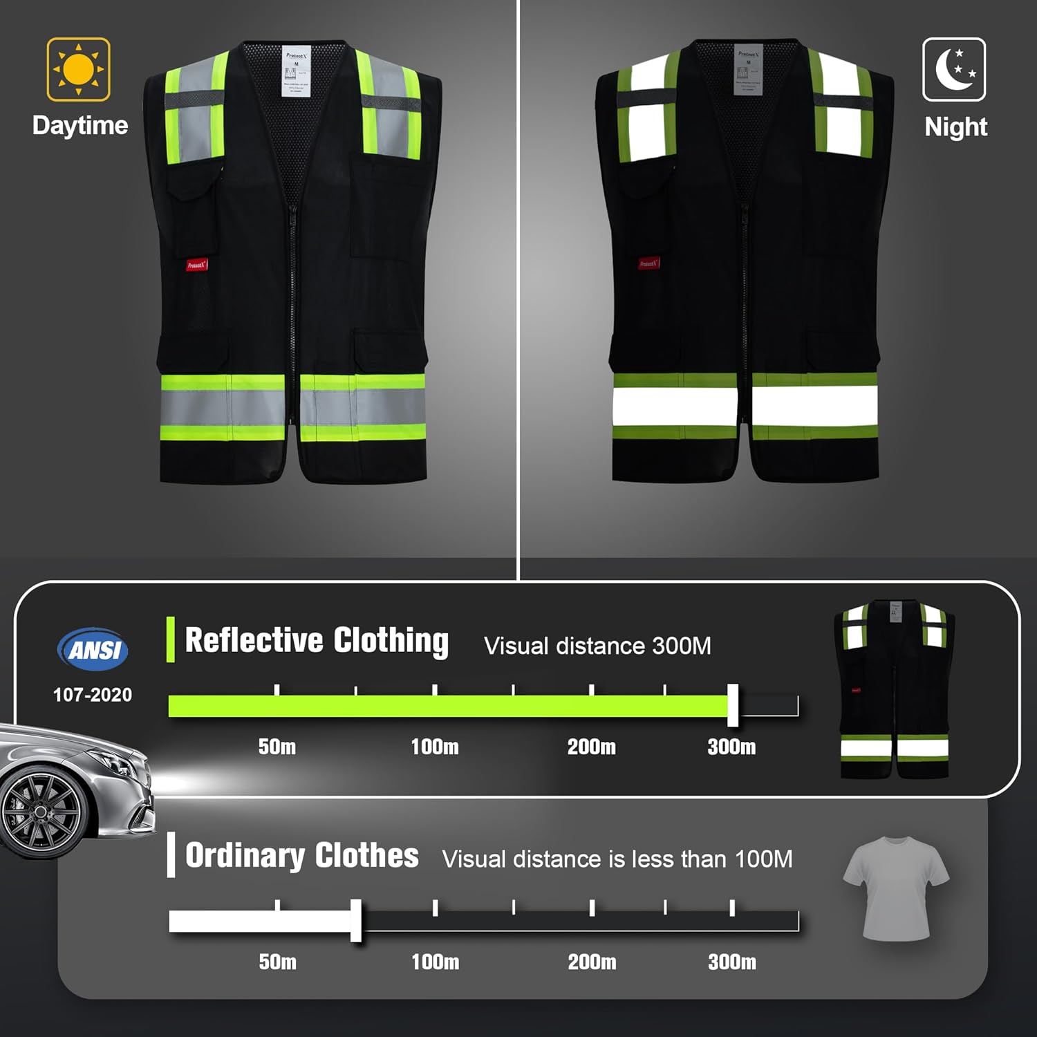 ProtectX High Visibility Reflective Safety Vest for Men Women Hi Vis Work Construction Vest with Pockets Class 2 - Image 2