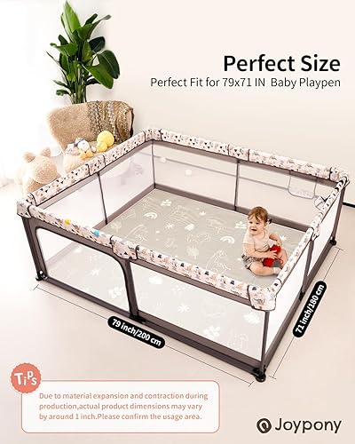 Miniatura 2 de Alfombra de juego para bebés de 79 x 71 pulgadas, alfombrillas de juego plegables extragrandes para bebés y niños pequeños, tapete portátil