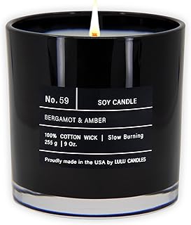 Lulu Candles | Bergamot & Amber | Smells Like Citrus & Musk | Luxury Scented Soy Jar Candle | Hand Poured in The USA | Highly Scented Long Lasting (9 Oz.)