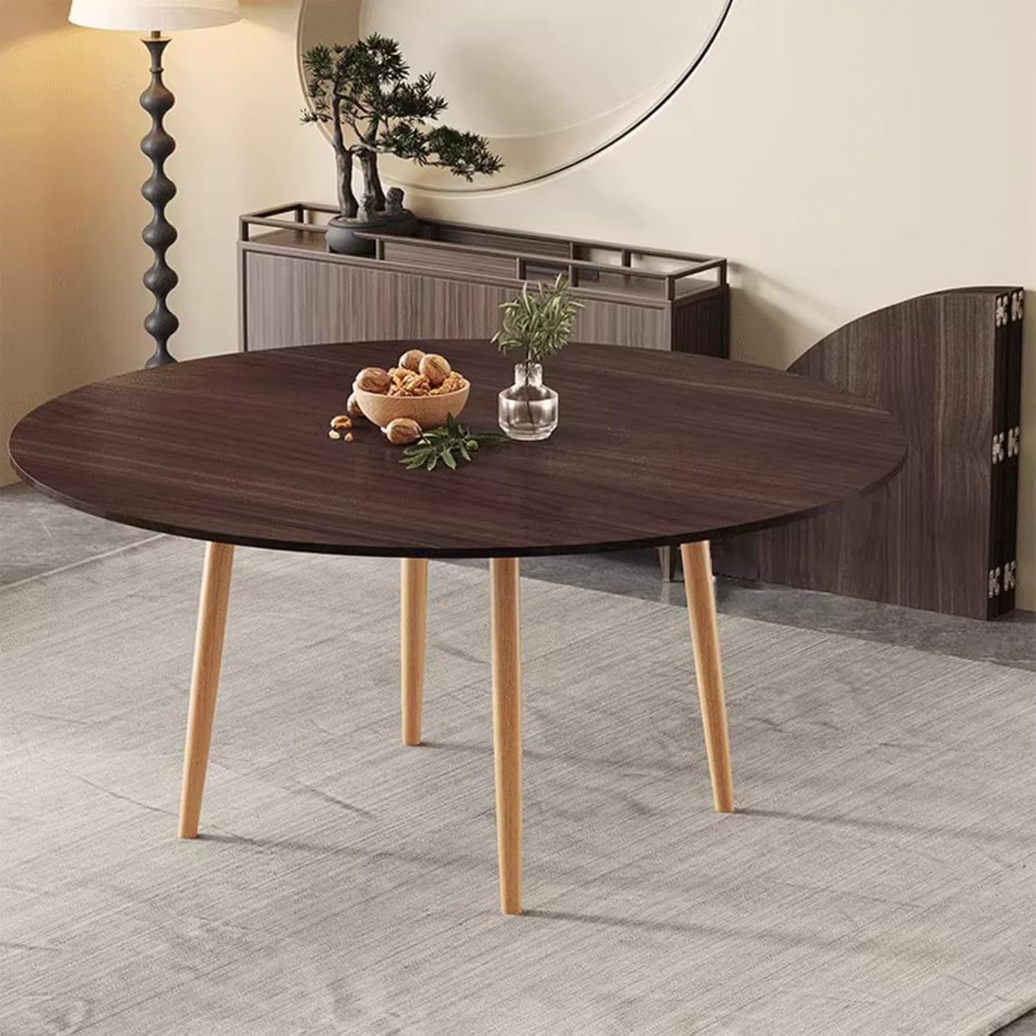 Foldable Round Wood Table Top for Banquets, Dining, and Conferences - 55 Inch Storable Card Table Top Without Legs - Portable Temporary Dining Solution