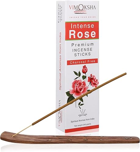 Vimoksha Varillas de incienso rosa (135 piezas con soporte para incienso)  8.47 oz  Tiempo de combustión de 40 minutos  Varillas de incienso con