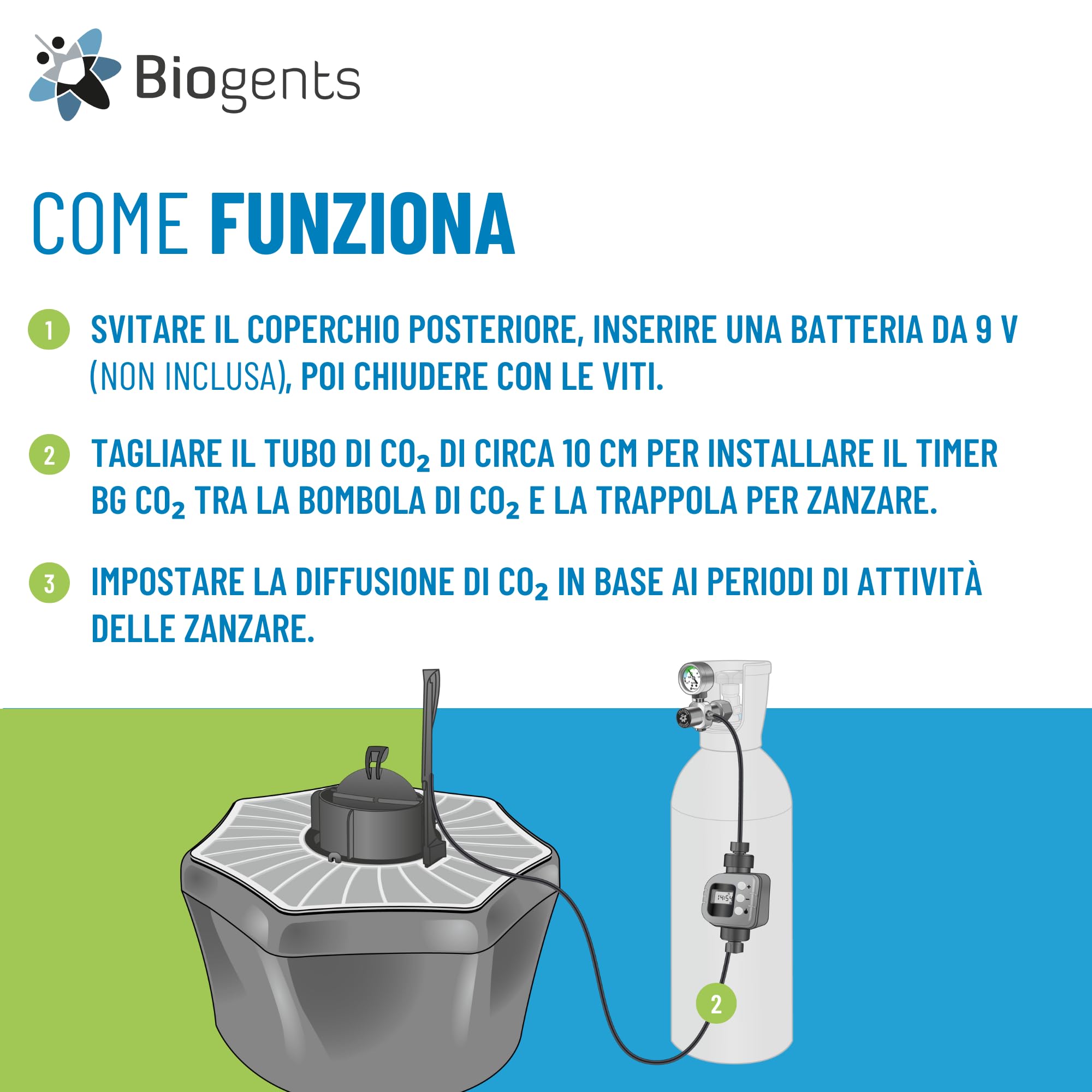 Biogents Biogents-BG-CO2-Timer, Timer per la riduzione del consumo di CO2 di trappole per zanzare Che lavorano con la CO2