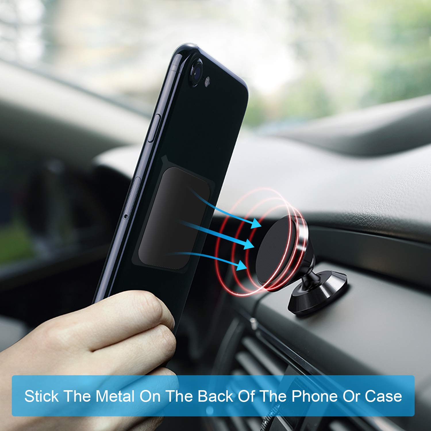 Láminas metálicas para movil, Placa Metal Adhesiva para Iman Coche movil 100 Rectángulos - Chapas metalicas Muy Finas con Adhesivo Soporte telemóvel Carro magnético