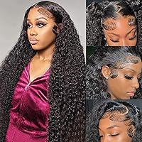 Vista 8 de Aomllute 13x4 Pelucas de encaje frontal de onda profunda de cabello humano, pre-sacada, densidad de 200, pelucas de encaje frontal transparente HD