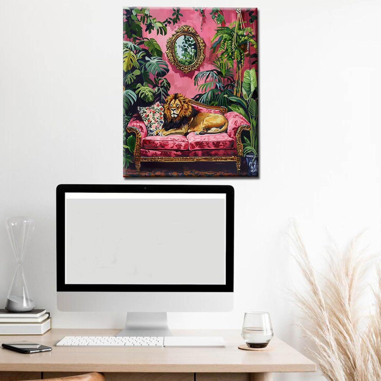 Jungle Wild Animals Paint by Numbers Boho Paint by Numbers Kits for Adult,Abstract Watercolor Painting Kits on Canvas with Brushes and Acrylic Pigment DIY Framed 16x20 Inch