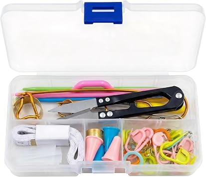GKINIKG Knitting Tools Set with Storage Case Knitting & Crochet Accessories for Sewing, Repair and DIY Craft Projects, Includes Scissors, Stitch Markers, Needles & Ruler