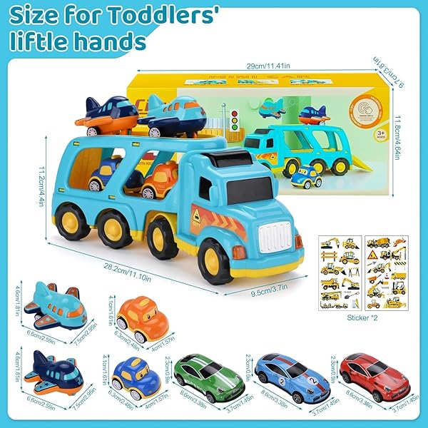 TOSUTO Jouet Garage Voiture pour Enfants,Jeu de véhicules pour Enfants avec Son et lumière,5 en 1 Jouet de Camion pour Enfant,Véhicule de Transport,Éducatifs Cadeau pour 2-6 Ans Enfants Garçons Filles - 2