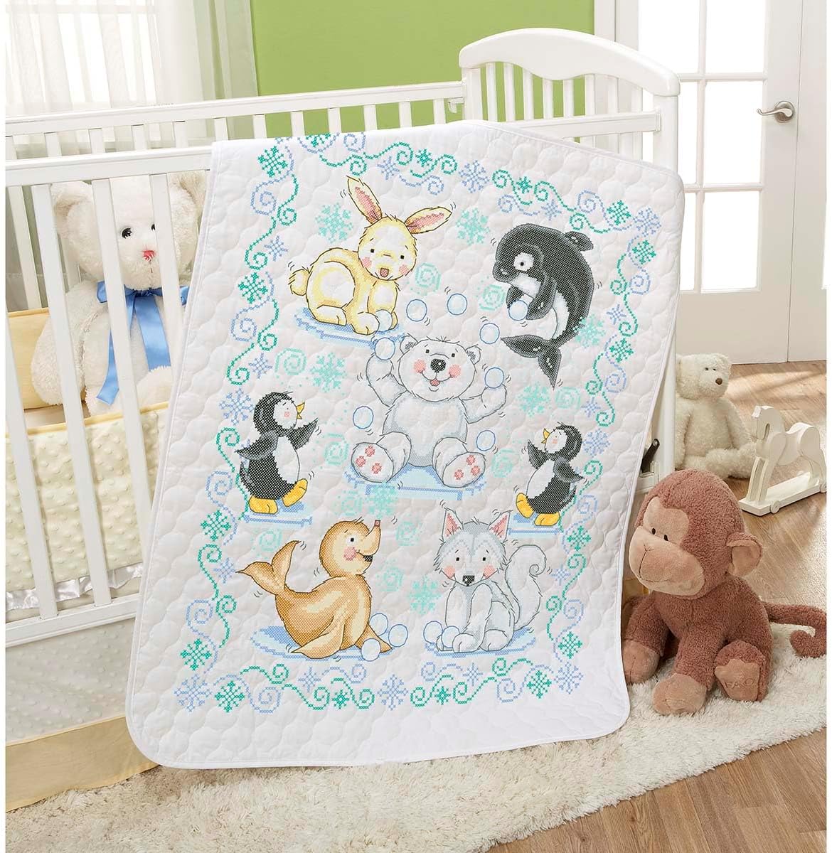 Herrschners Baby Polar Pals Value Baby Quilt Stamped Cross-Stitch
