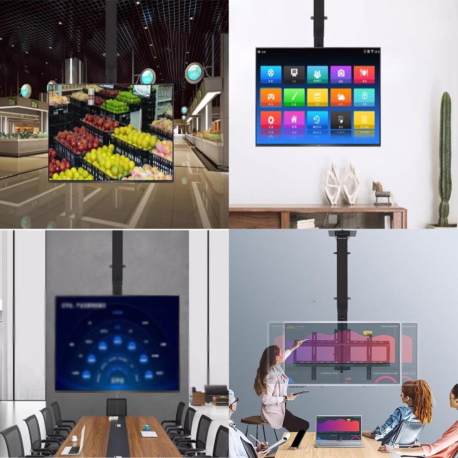 Electric TV Ceiling Mount - TV Floor Stand,Fits 32-75 Inch TVs Telescopi Lifting TV Stand,with Remote Control and Line Control Height Adjustable TV Mount,Auto Lifting Electric