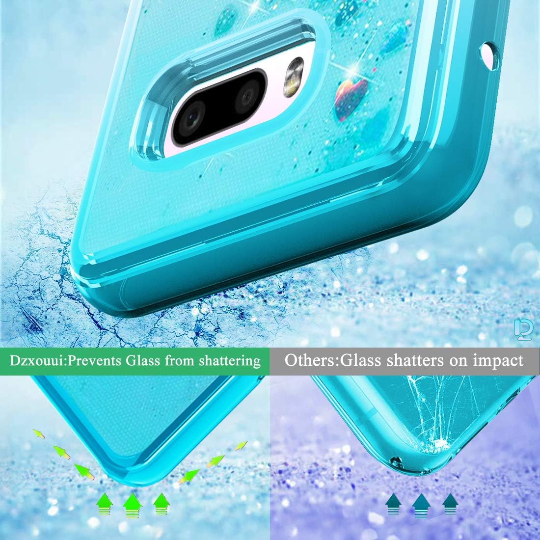 Dzxouui for LG G8X Thinq Case,LG V50S Thinq Case,TPU Protective Cover for Girls and Women Bling Sparkle with Moving Quicksand Glitter Cute Phone Case for LG V50S Thinq / G8X Thinq(Teal-Purple)