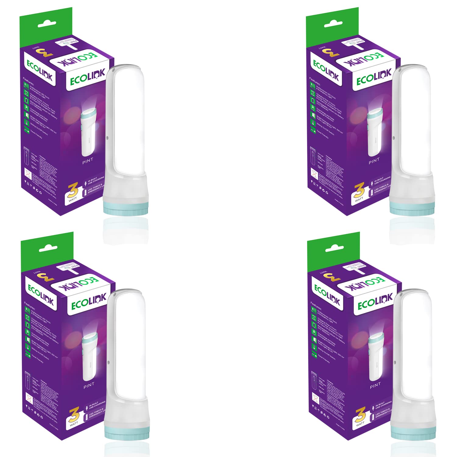 EcoLink 3-Watt Pint LED Torch & Emergency Light (,Pack of 4) (B09HTS4ZNR) Amazon Price History, Amazon Price Tracker