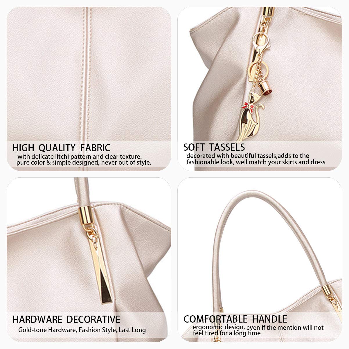 BUKESIYI Donna Borse a Mano Borsa a Tracoll Marca Spalla Elegante Tote 2026 PU Pelle IT77218 Bianco