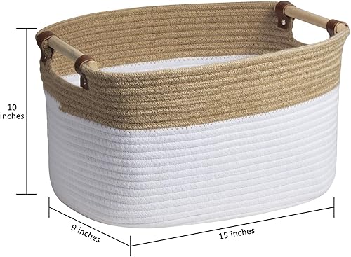 Miniatura 7 de Cesta decorativa de cuerda para bebé, 3 juegos de cestas de almacenamiento rectangulares plegables para organizar, cestas tejidas de yute para