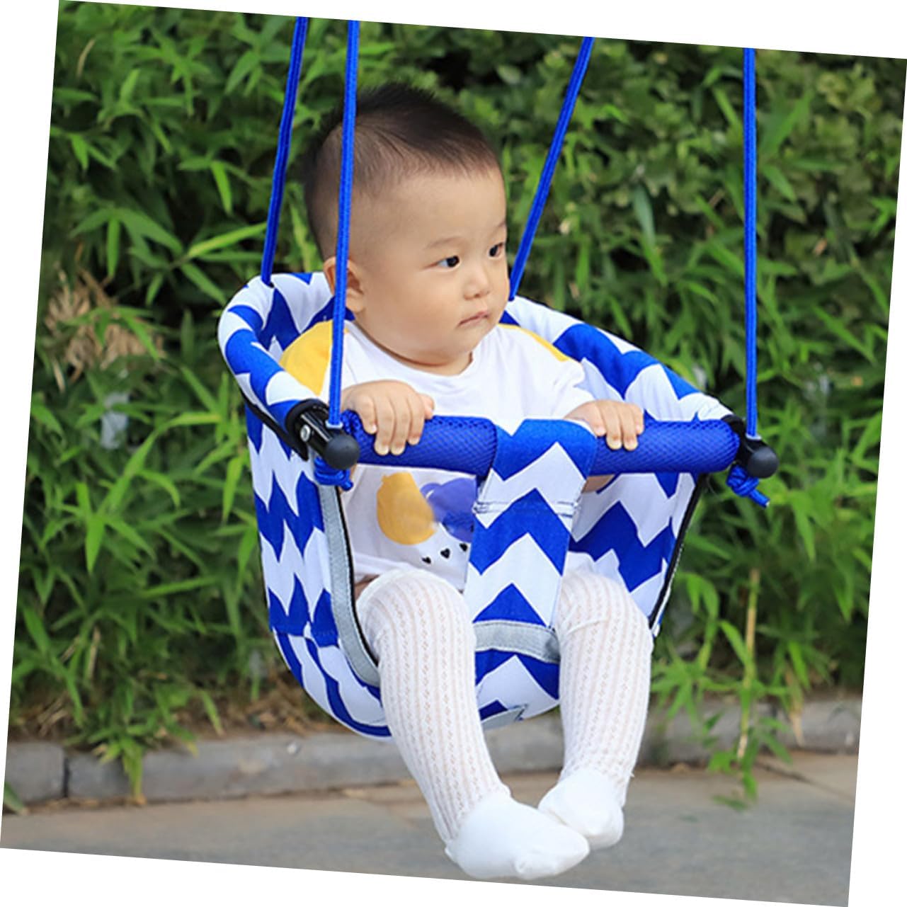Canvas Hanging Swing Chair for Outdoor Backyard Use Sturdy Metal Frame Comfortable Polished Seat for Indoor and Garden Play Versatile Swing Home Decor