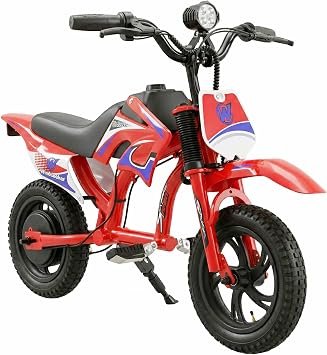 Windseeker Kids Electric Dirt Bike Ages 3-6, 300W Brushless Motor Mini Motorcycle, 120 Min Ride Time, 3-Speed LCD Display, 12-Inch Off-Road Tires, LED Lights, 9.94 MPH Safe Speed