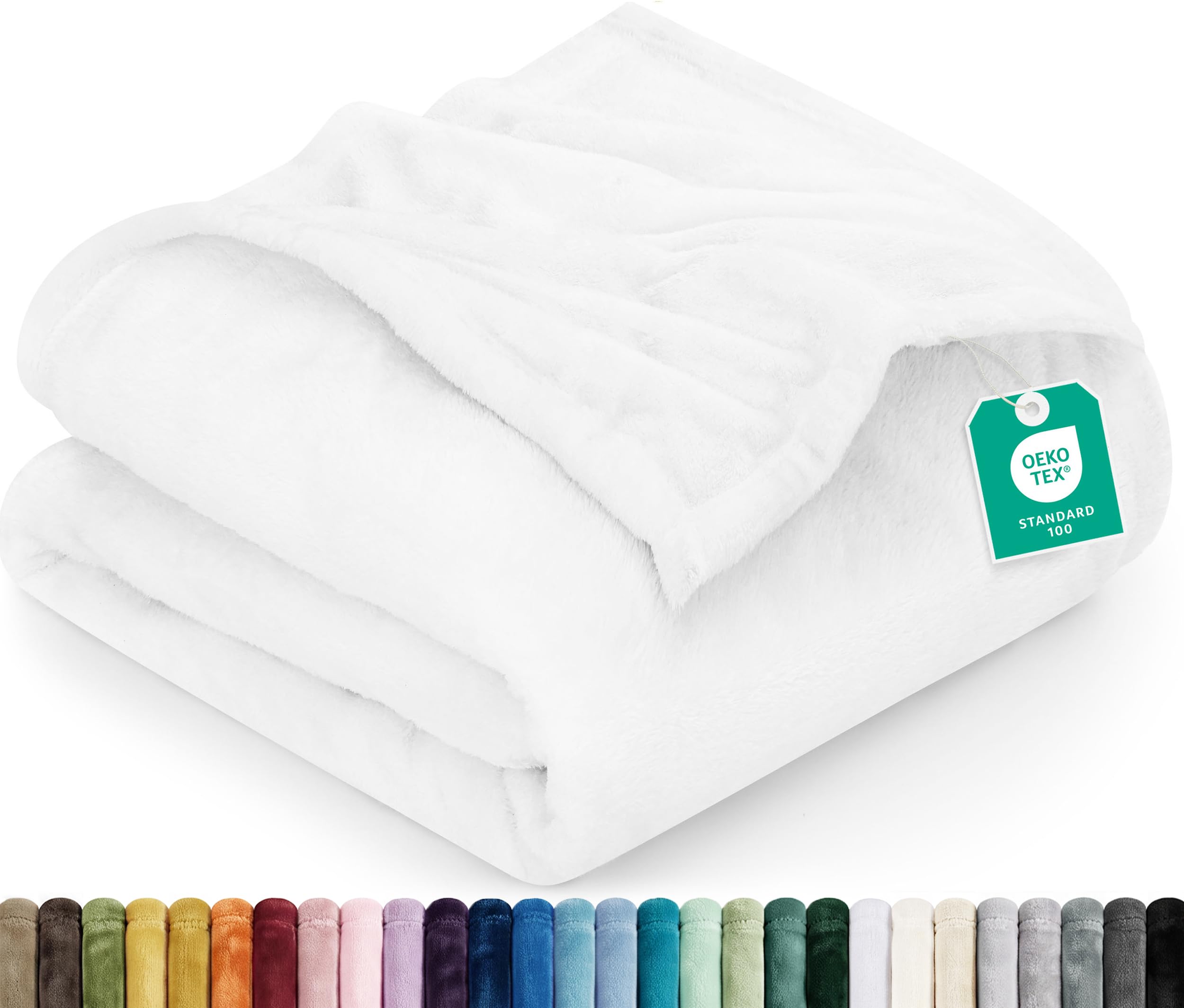 Utopia Bedding Ultra Soft Fleece Bed Blanket Queen Size White (90x90 Inch)