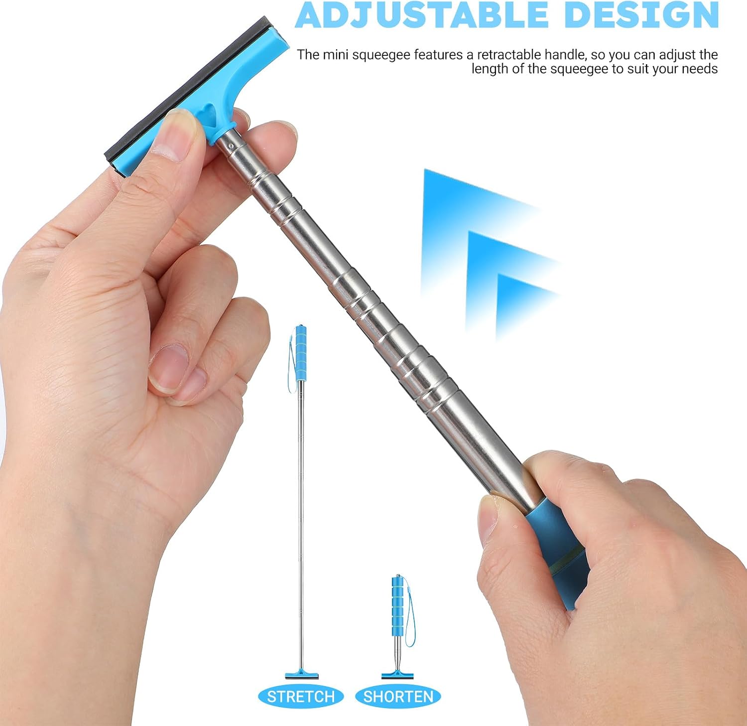 UKCOCO 4-Pack Telescopic Car Mirror Squeegees, 8.46In Retractable Mini Wiper – Water-Blade for Rain-Clear Visibility on Side & Rear-View Mirrors, Windshield & Windows for Cars, Trucks, Boats