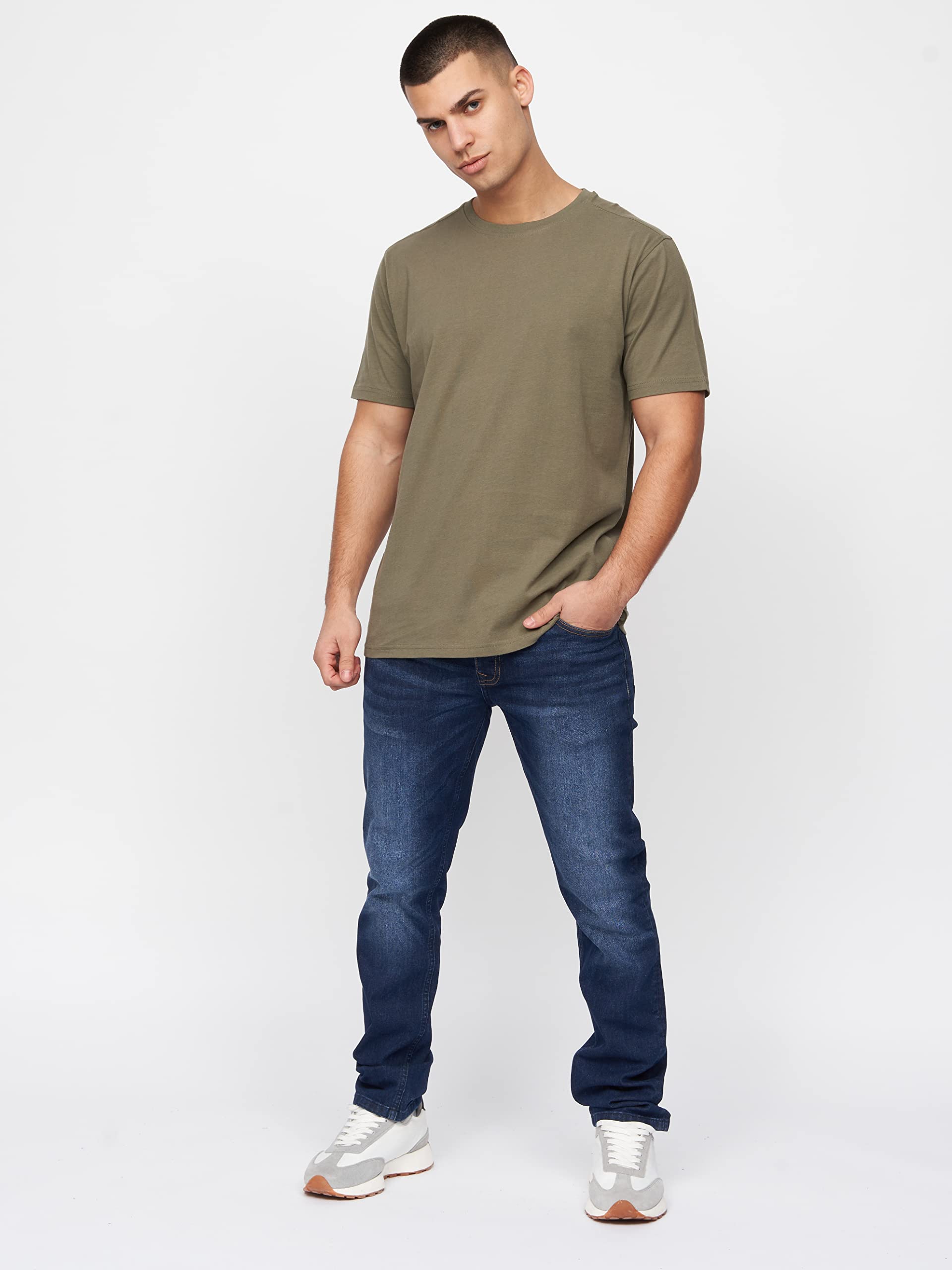 Kandor – Paquetes de 5 camisetas para hombre, ropa del Reino Unido, cuello redondo, color liso, 100 % algodón, camisetas de calidad para el trabajo o gimnasio, camisetas clásicas informales