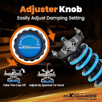 maXpeedingrods Coilovers for Honda Civic Hatchback 2016-2021, 24 Level Damper Adjustable Coilovers Suspension Kit, Height Adjustable Shock Absorber Struts, T6 Upgraded Lowering Kit Blue