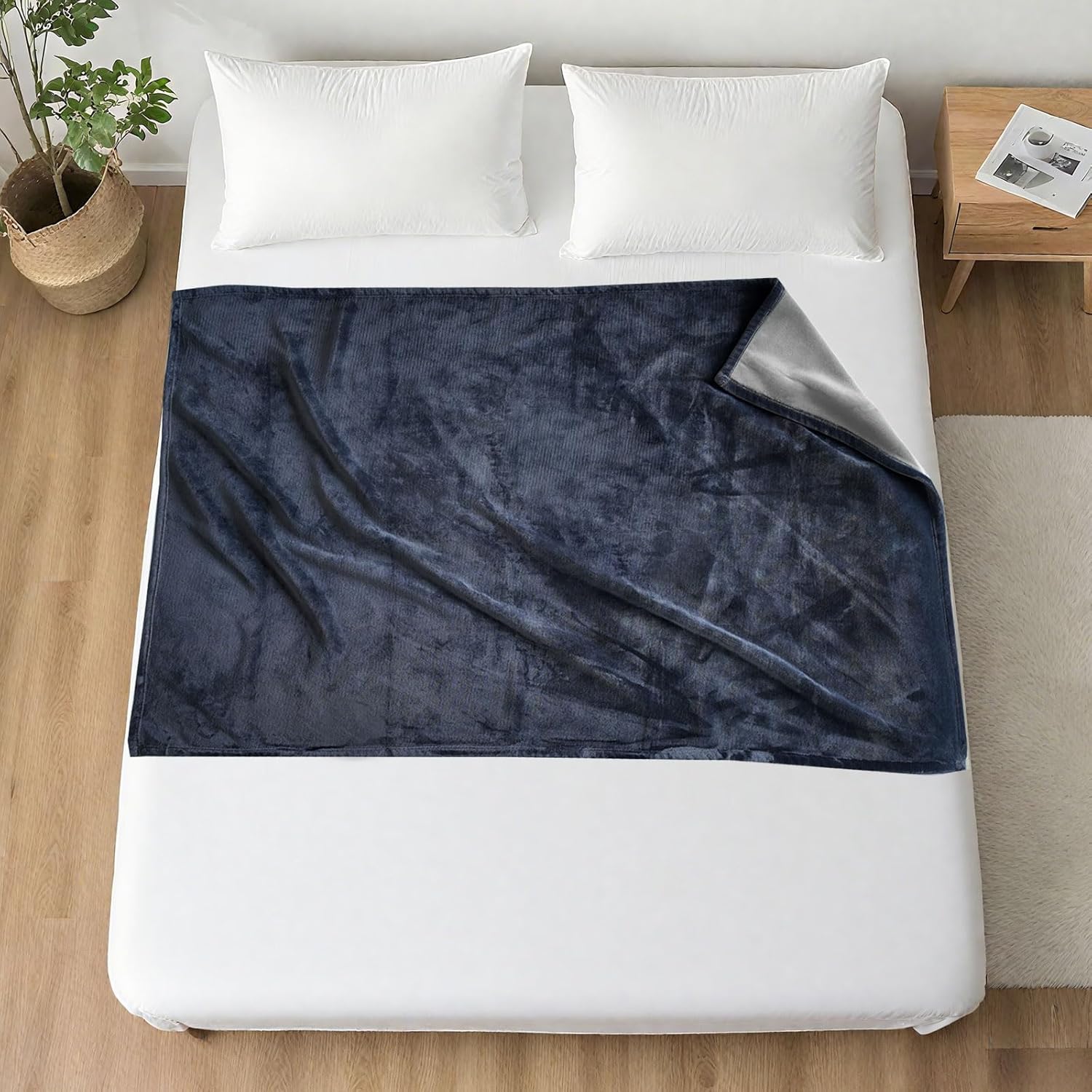 YISURE Waterproof Blanket for Couch Sofa Bed, 60"x40", Small Water Resistant Blankets for Pet Leakproof, Washable, Reversible & Reusable, (Slate Grey/Cool Grey)