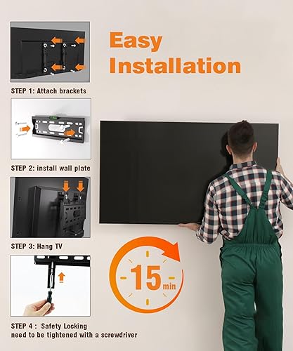 Miniatura 5 de Soporte fijo de pared para TV de perfil bajo para televisores y monitores planos universales de 17 a 42 pulgadas, soporte delgado de montaje en