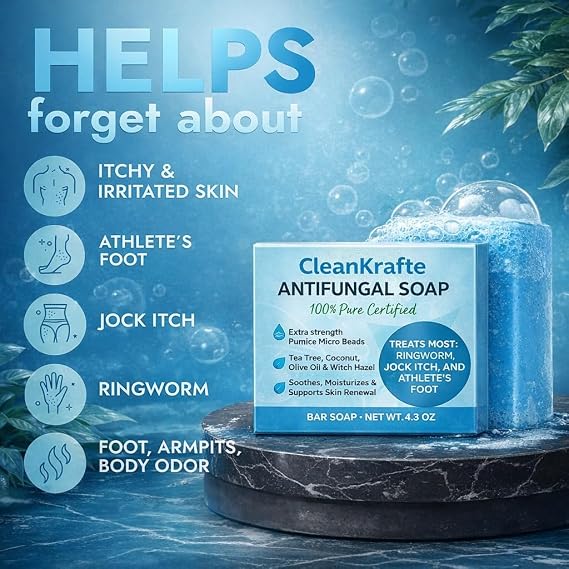 Antifungal Bar Soap | Jock Itch, Ringworm, Athlete's Foot, Skin Fungus (1x125 Grams Each)