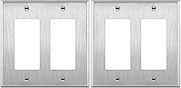 Vista 17 de ENERLITES Placa de pared de metal con interruptor decorativo doble, tapa de tomacorriente, resistente a la corrosión, tamaño estándar de 2