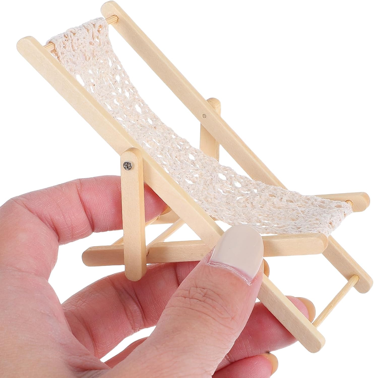 LIOOBO 3pcs Miniature Wood Beach Chair: Tiny Sunbath Chair for DIY Micro Landscape - Dollhouse Furniture Models for Fairy Garden Patio Crafting - Miniature Garden Accessories