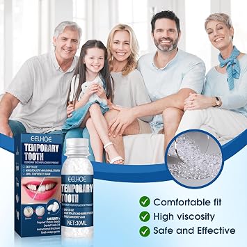 2Pcs Temporary Tooth Filling Repair Kit – Moldable False Teeth Replacement with Dental Repair Beads, Easy to Fix Missing/Broken Teeth, with 3 Types of Dental Mirror Tools (2 Box)