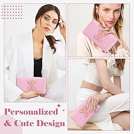 Personalized Initial A-Z Preppy Patch Makeup Bag,Small PU Leather Chenille Letter Cosmetic Bag with Zipper for Teen Girls,Pink Cute Travel Toiletry Bag,Birthday Monogrammed Gift for Daughter,Letter X