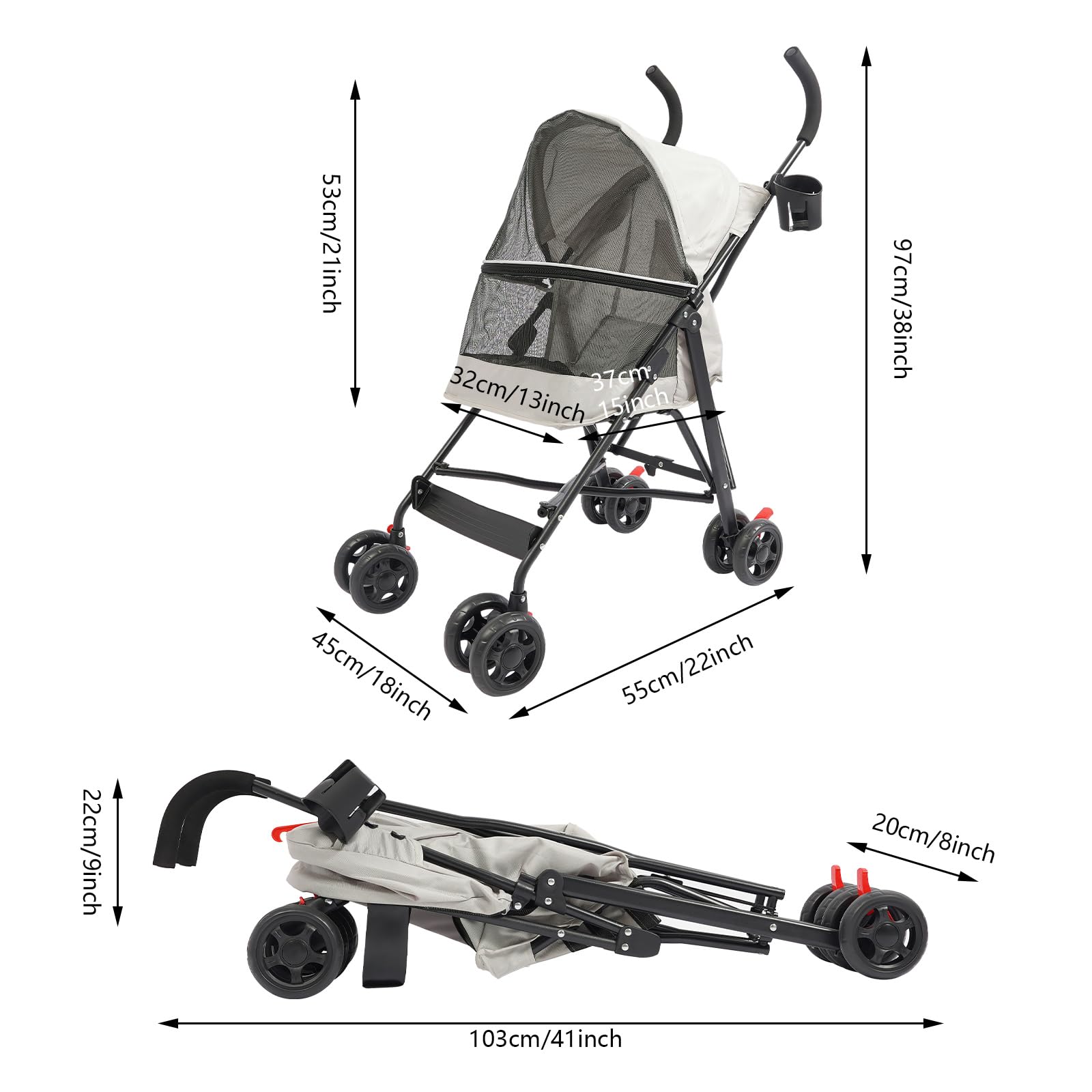 Pet Gear Jogger Pet Stroller for Cats/Dogs, Easy One-Hand Fold,Large Wheels for Cats and Dogs : Pet Supplies