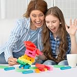 Coogam Wooden Blocks Stacking Game with Storage Bag, Colorful Toppling Tower Building Blocks Balancing Puzzles Toys Learning Educational Sorting Family Games Montessori Toys Gifts for Kids