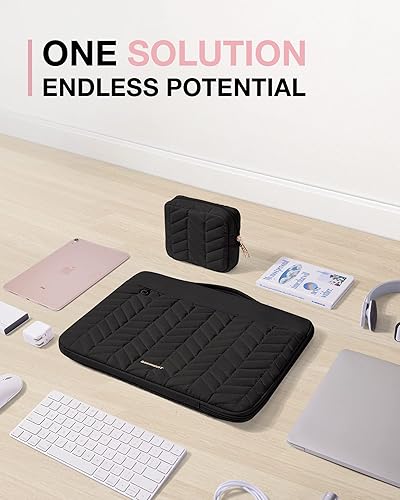 Miniatura 7 de BAGSMART Funda para laptop de 13 a 14 pulgadas con asa, funda acolchada para laptop con bolsa de accesorios, funda para MacBook Air Pro de 13.3
