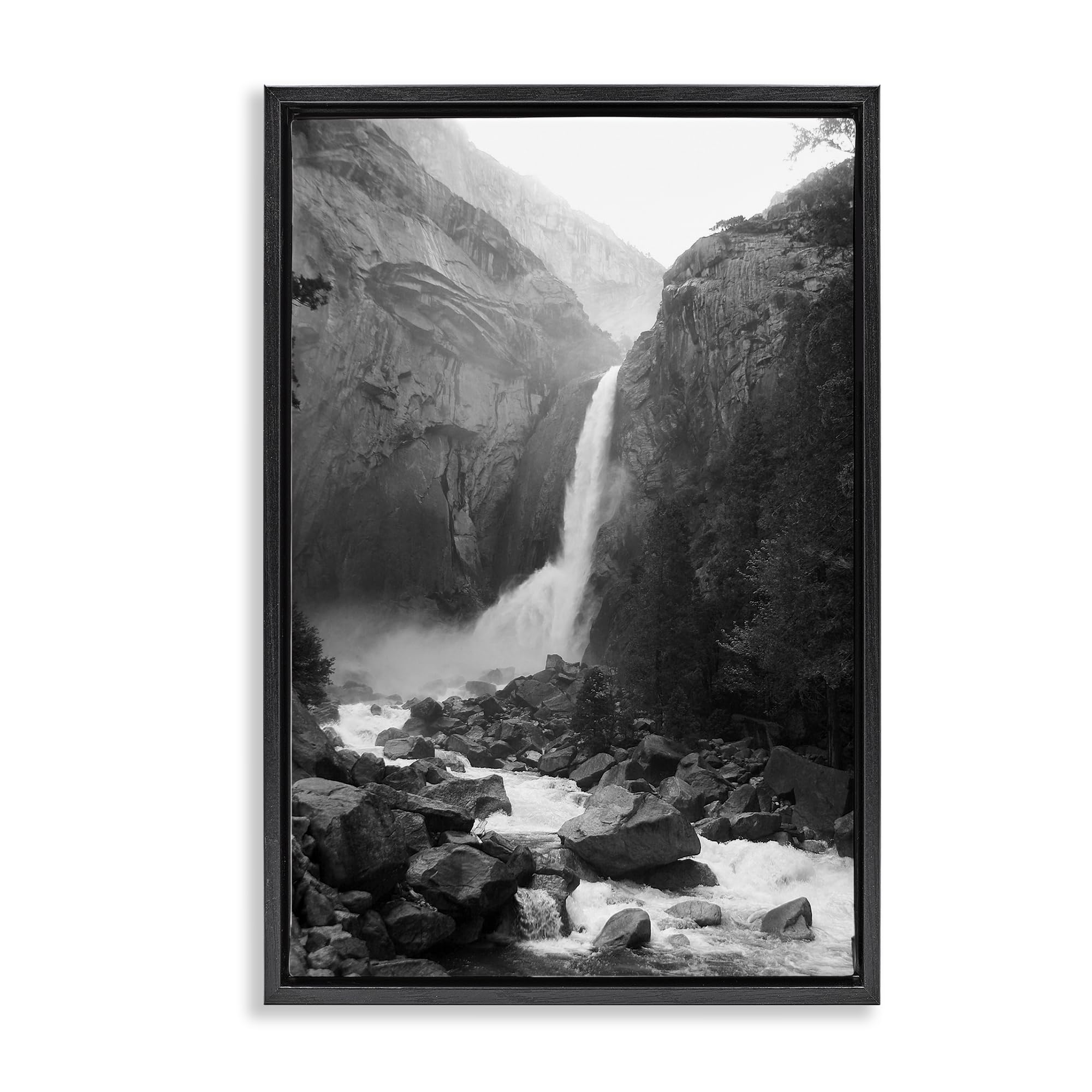 Stupell Industries Jet Black (Matte) 'Rocky Yosemite Falls'| Floating Frame Canvas Art