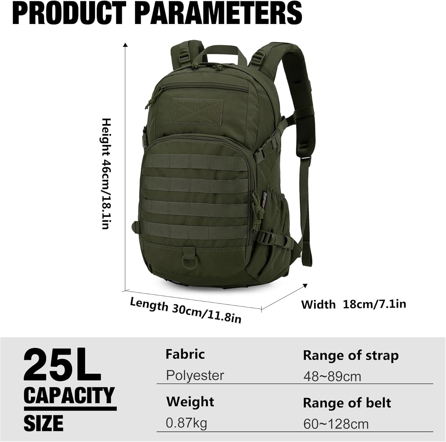 Mardingtop Small Tactical Backpack,Molle Hiking Backpack for Backpacking,Cycling and Biking,15L/25L Backpack - Image 3