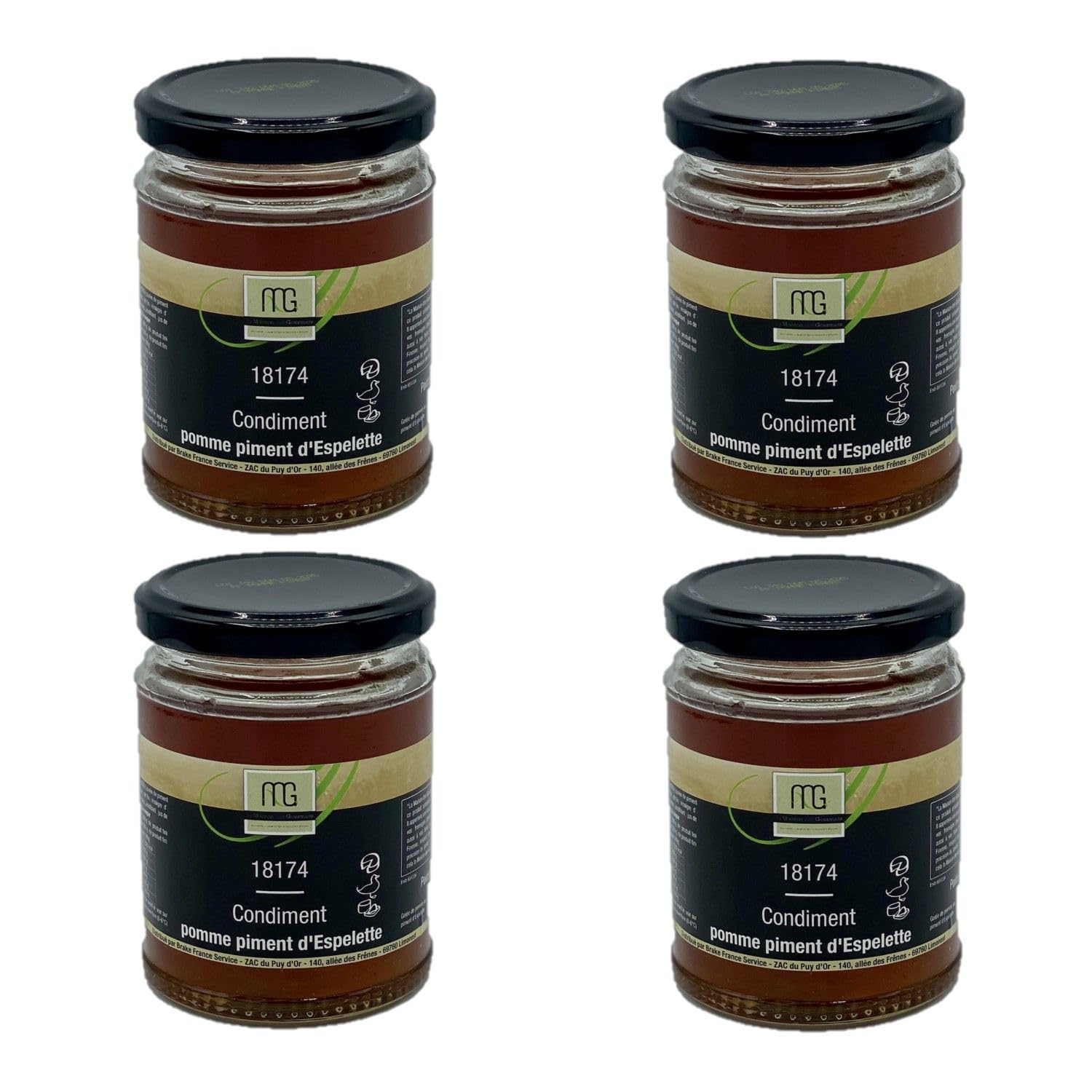 Lot 4x Condiment pomme piment d'Espelette - Maison des Gourmets - pot 310g
