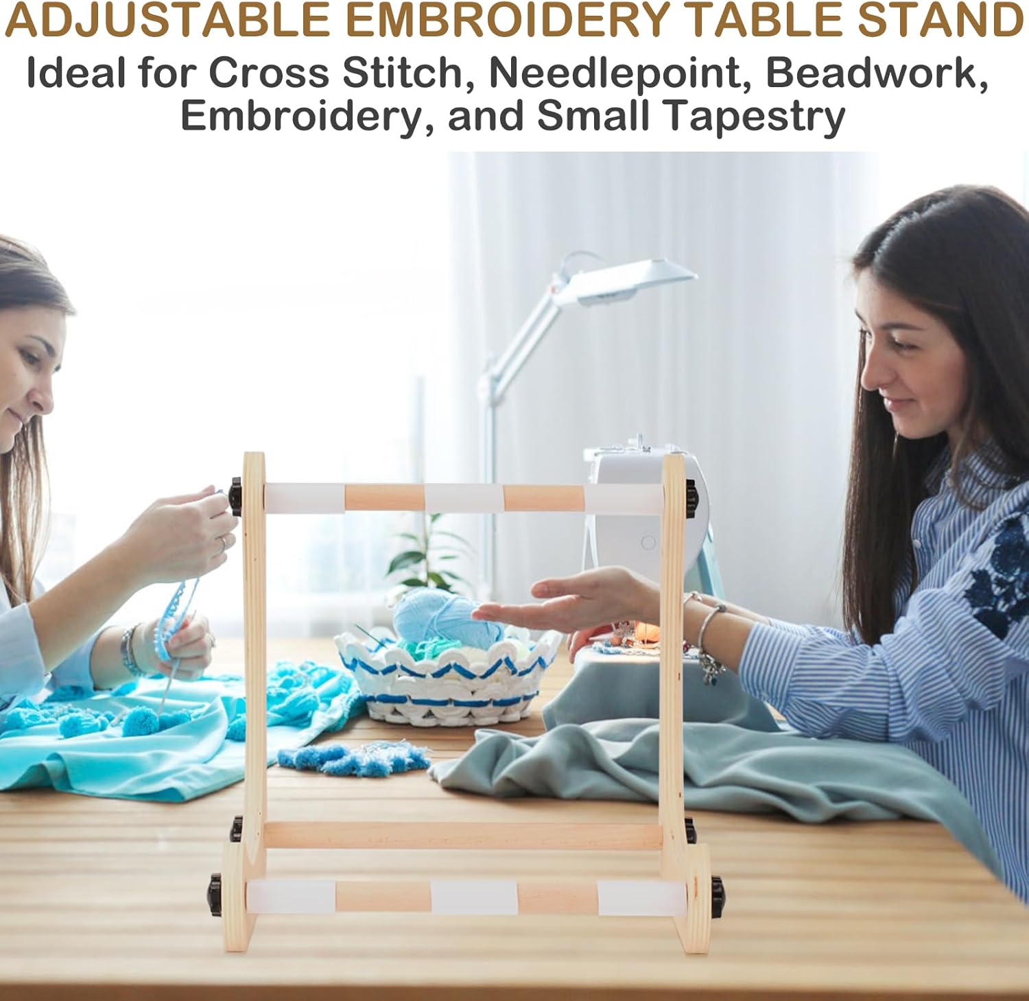 Adjustable Embroidery Stand – Premium Embroidery Frame and Cross Stitch Hoop Stand for Versatile Needlework - Ideal for Cross Stitch, Needlepoint, Beadwork, Embroidery, and Small Tapestry (30cm)