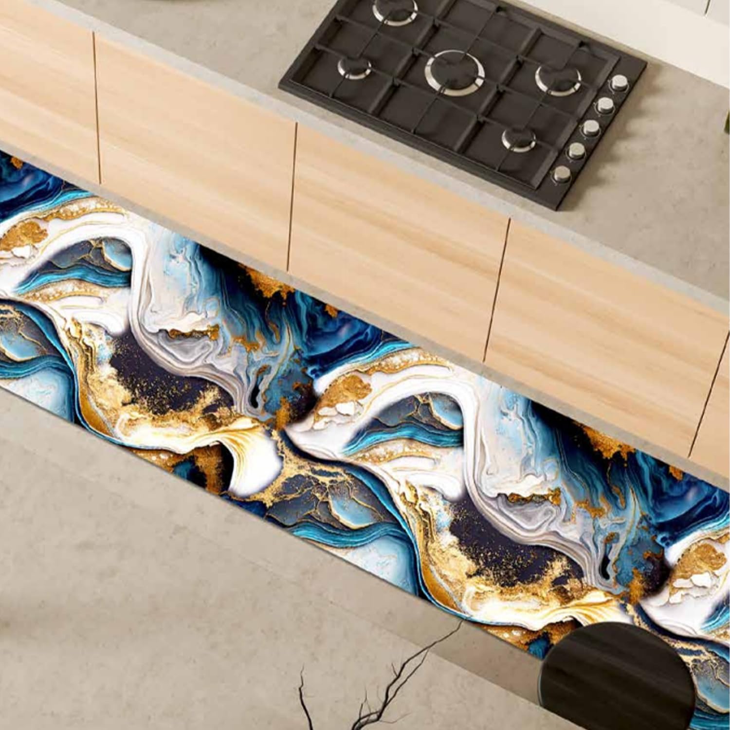 Alfombra Antideslizante, Alfombra Larga, Alfombra Lavable, Alfombra de bambú, Alfombra Vinilo, para Pasillo, Cocina, Entrada, Lavandería, Sala De Estar, 50x220cm, Digit 443