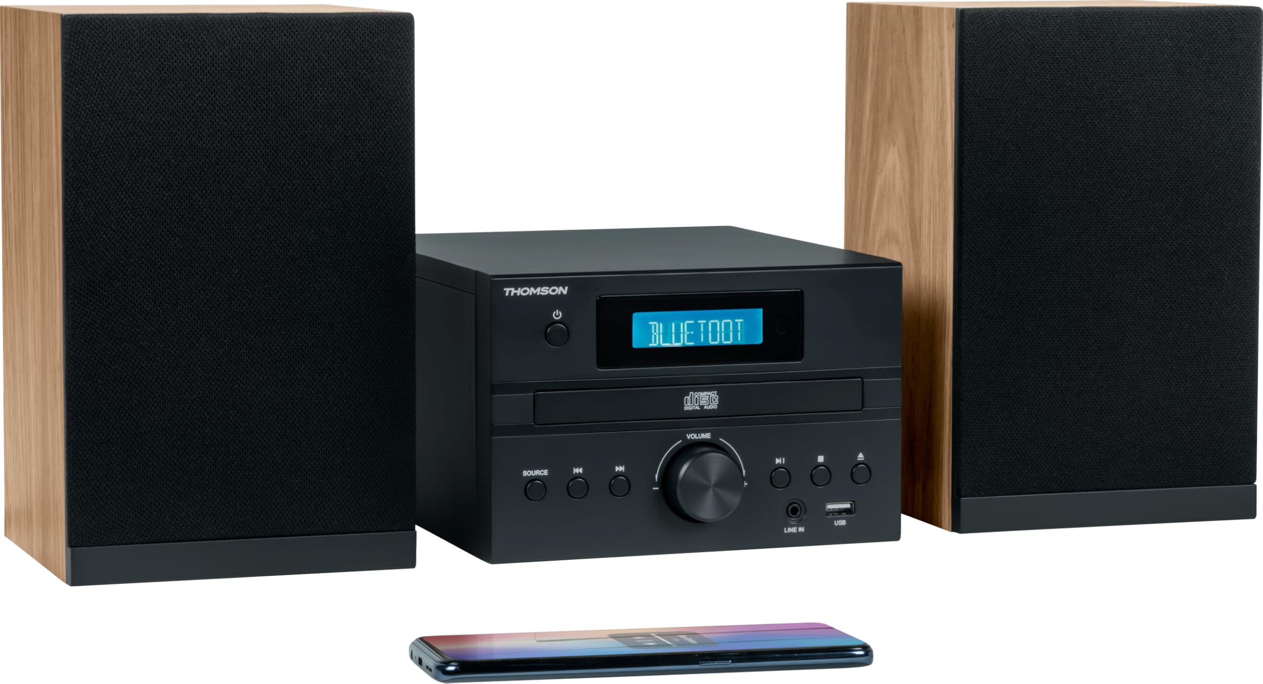 Thomson Micro Chaine Bluetooth Radio CD MP3 (Bois et Noir)