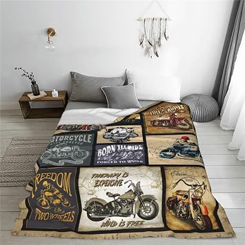 Motorcycle Blanket Gifts for Men and Women Throw Blanket for Couch Sofa Bed Plush Throw Fleece Blanket Soft Cozy Bedding for Kids and Adults Bedroom Size 50x40